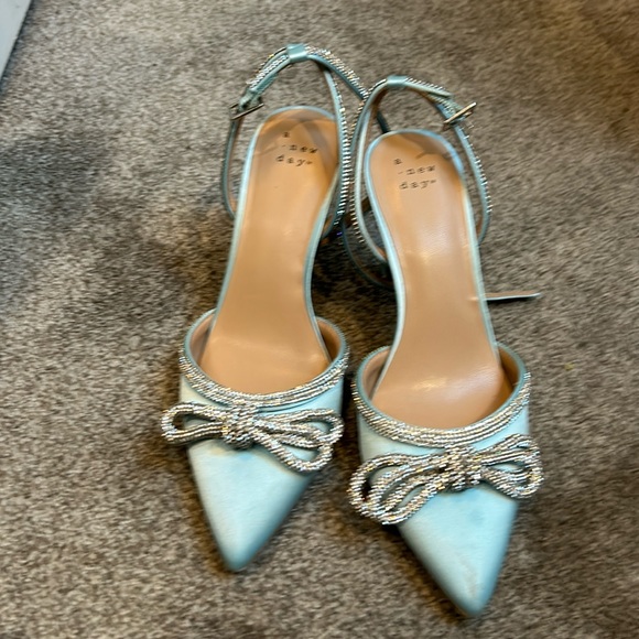 a new day Shoes - A New Day Blue Jeweled Ankle Strap Heels